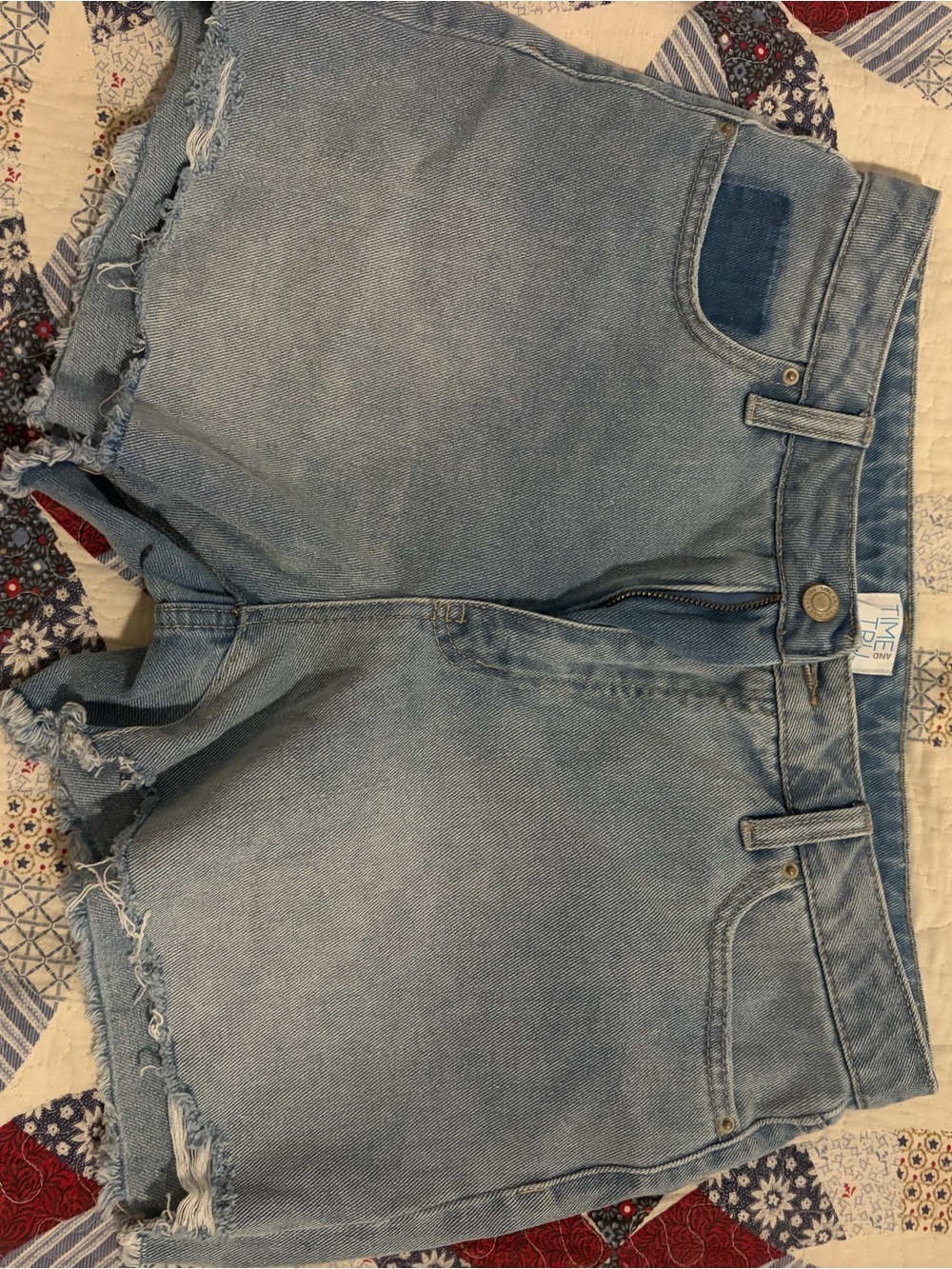 Time and Tru Light Wash Raw Hem Denim Shorts